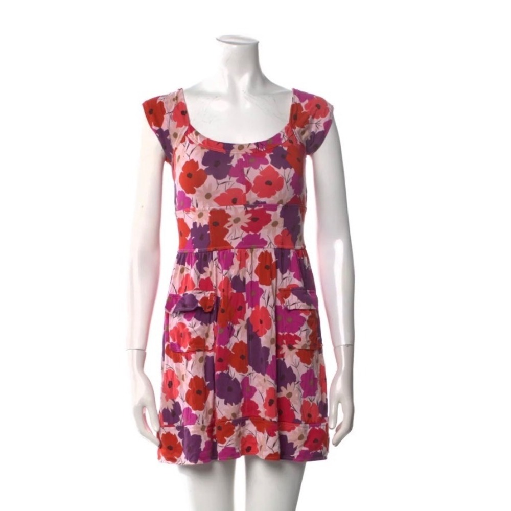 Diane von Furstenberg Silk Mini Dress‎ Women XS Pink Floral Excellent A-Line